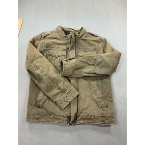 Levis Bomber Jacket Mens Small Sherpa Lined Olive Green Full Zip Snaps Military